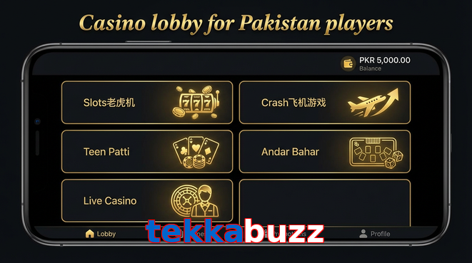 Lobby view of Tekkabuzz for Pakistan users